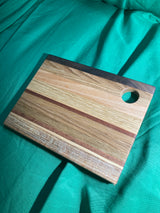 6”x 8” Small charcuterie board with hanging hole. Personal charcuterie. Cheese board. Reclaimed wood handcrafted. Walnut, oak, maple, sapele.