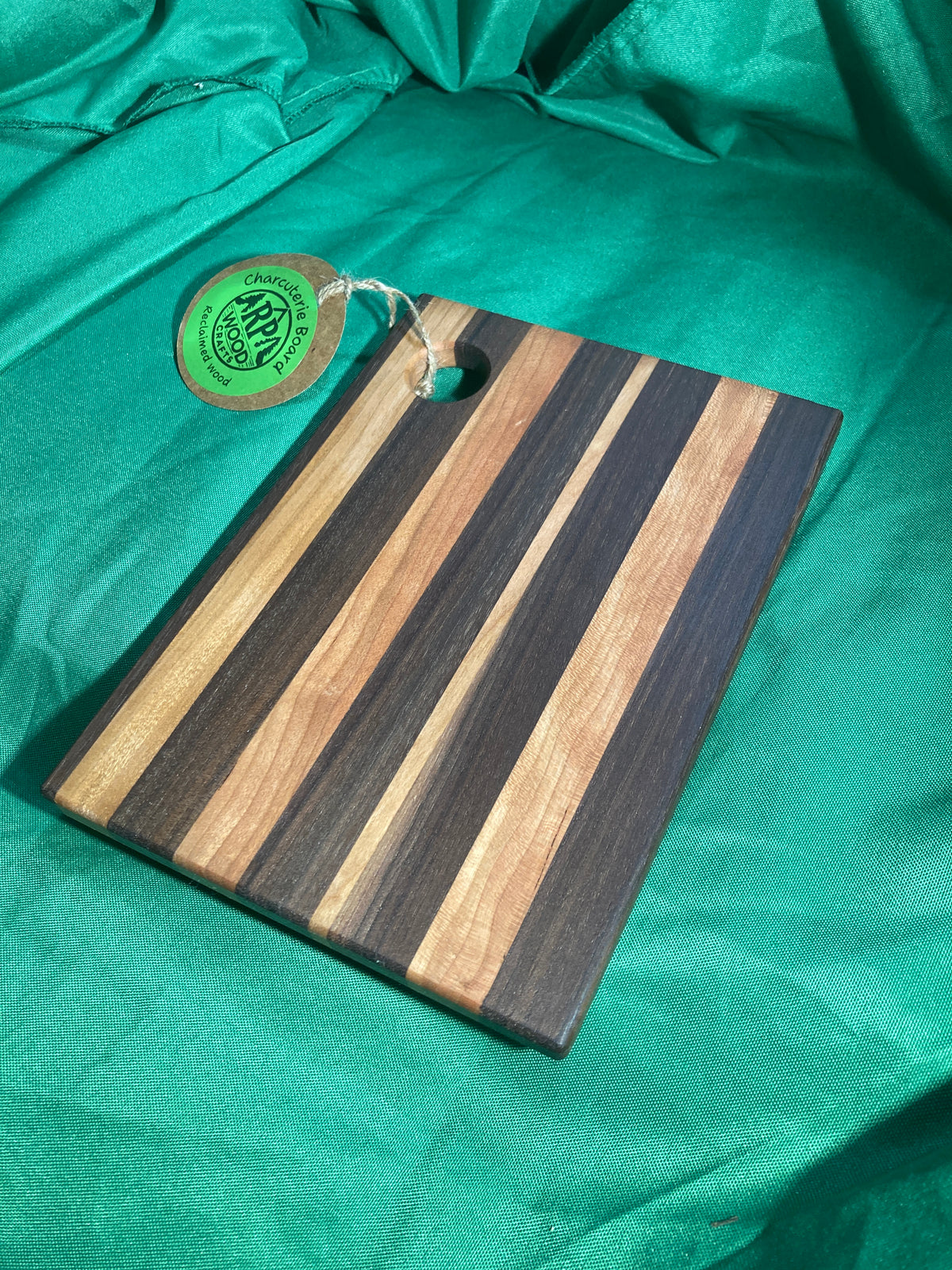 6”x 8” Small charcuterie board with hanging hole. Personal charcuterie. Cheese board. Reclaimed wood handcrafted. Walnut wood. Cherry wood.