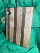 Medium wood Charcuterie board w/ hanging hole. Food prep. Hanging. Reclaimed wood. Handcrafted. High quality. Handmade gift. Walnut wood. Maple wood.