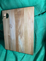 Medium wood Charcuterie board w/ hanging hole. Food prep. Hanging. Reclaimed wood. Handcrafted. High quality. Handmade gift. Cherry wood. Maple wood.