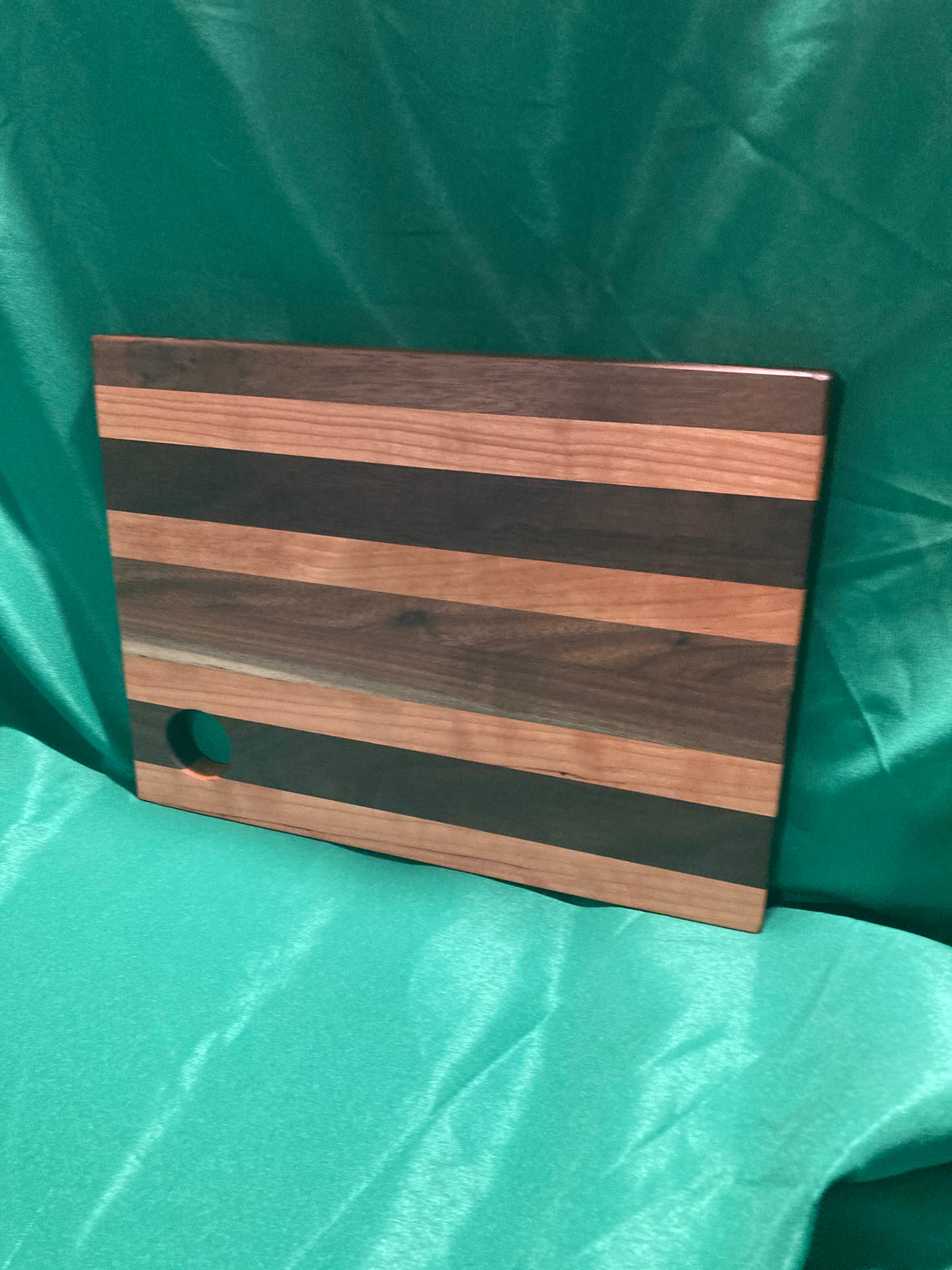 Medium wood Charcuterie board w/ hanging hole. Food prep. Hanging. Reclaimed wood. Handcrafted. High quality. Handmade gift. Walnut wood. Cherry wood.