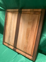 Large cutting board with juice groove. 12”x12”. Kitchen prep. Big board. Reclaimed wood handmade. One of a kind. Cherry wood. Walnut wood.