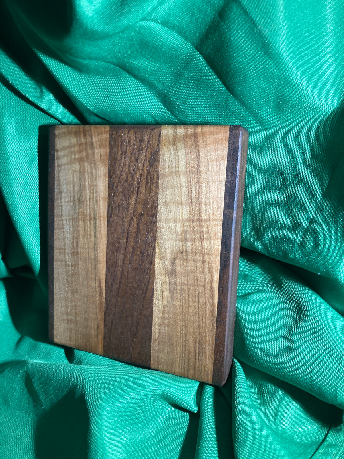 Small wood cutting board. Handcrafted charcuterie board. Cheese board. Small kitchen, r.v., camping, dorm room. Reclaimed wood. Crafted with black walnut and maple wood.