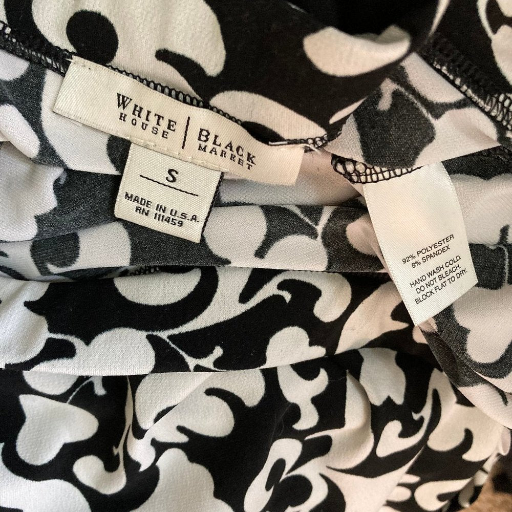 White House Black Market Damask Print Flounce Skirt