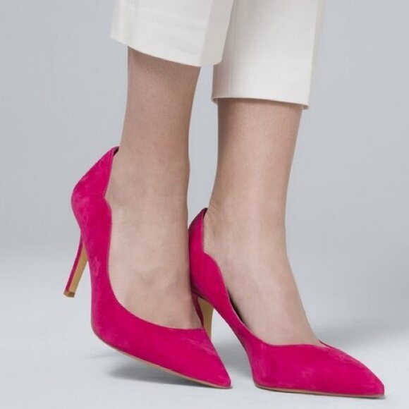 White House Black Market Fuchsia Lana Cardinal Suede Pointy Pumps