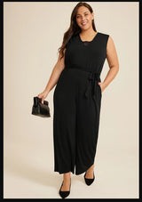NWT Maurices Black Lace Trim Pocket Jumpsuit