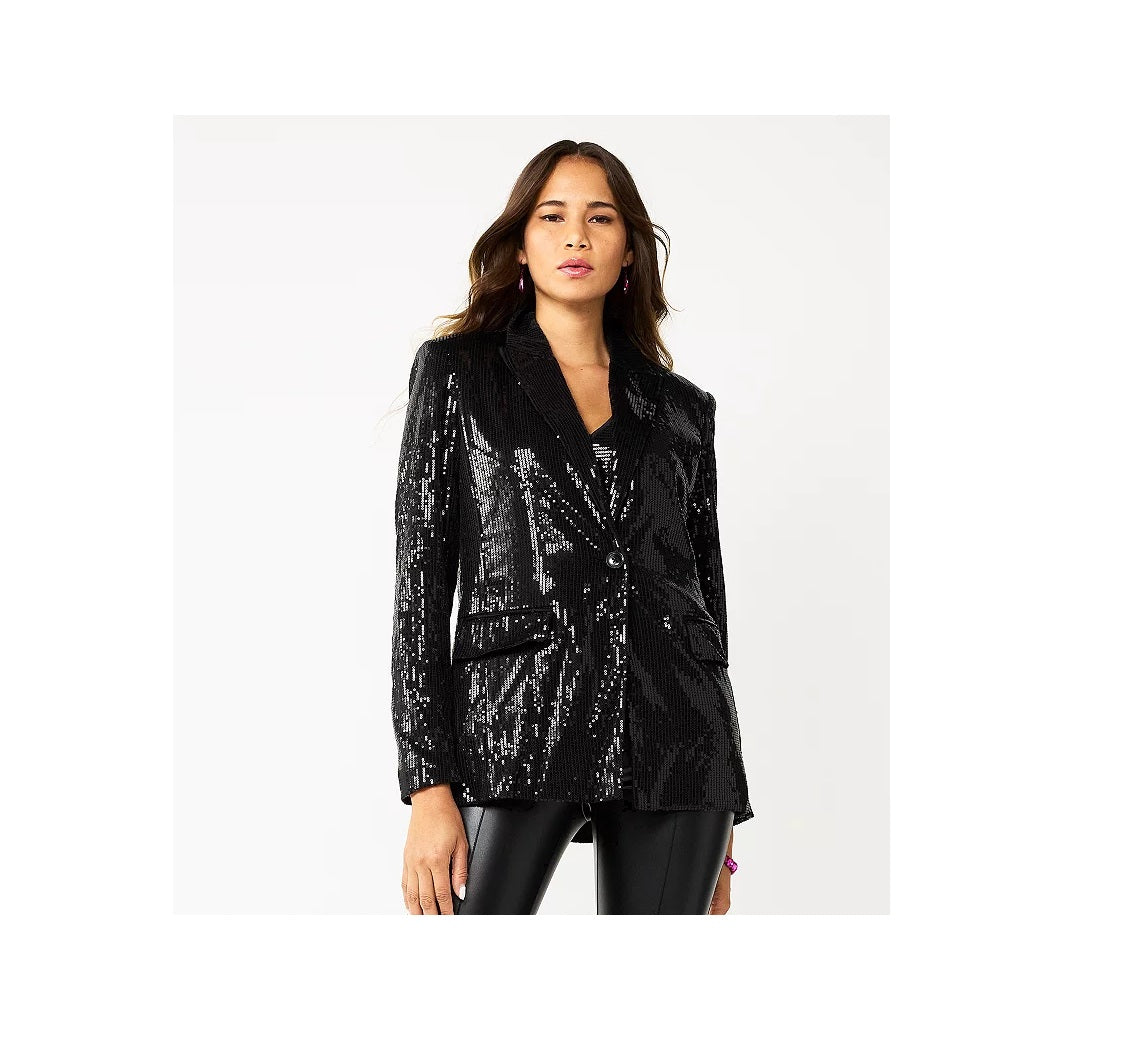 Vylette Black Sequin Blazer