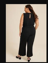 NWT Maurices Black Lace Trim Pocket Jumpsuit