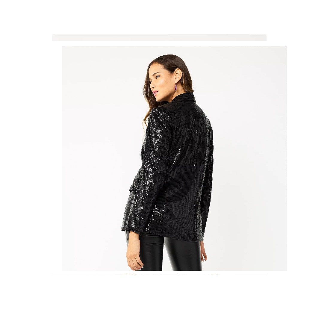 Vylette Black Sequin Blazer