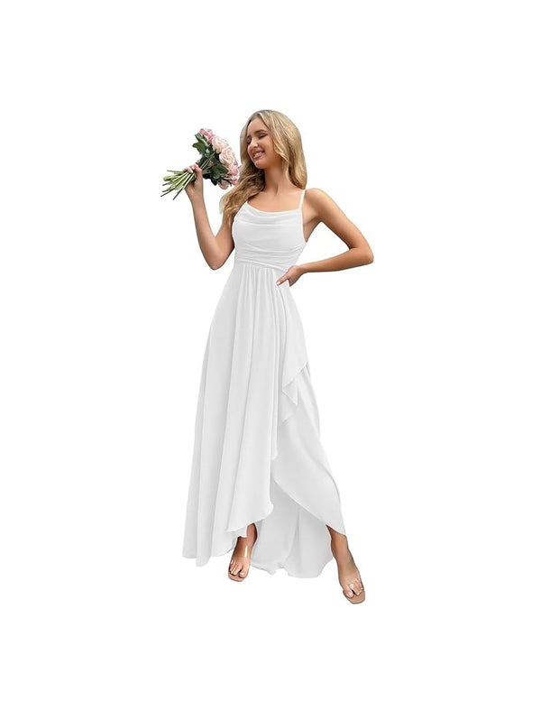 NWT White Chiffon A Line Formal Dress