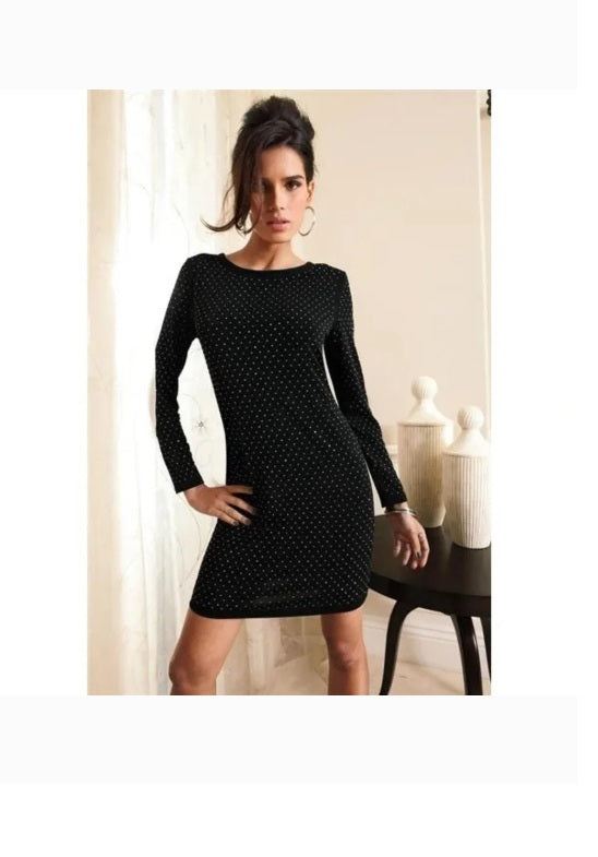 J. Lo Black Velvet Studded Mini Dress