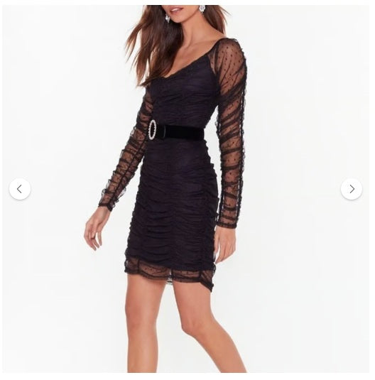 Nasty Gal Sheer For You Ruched Mini Dress