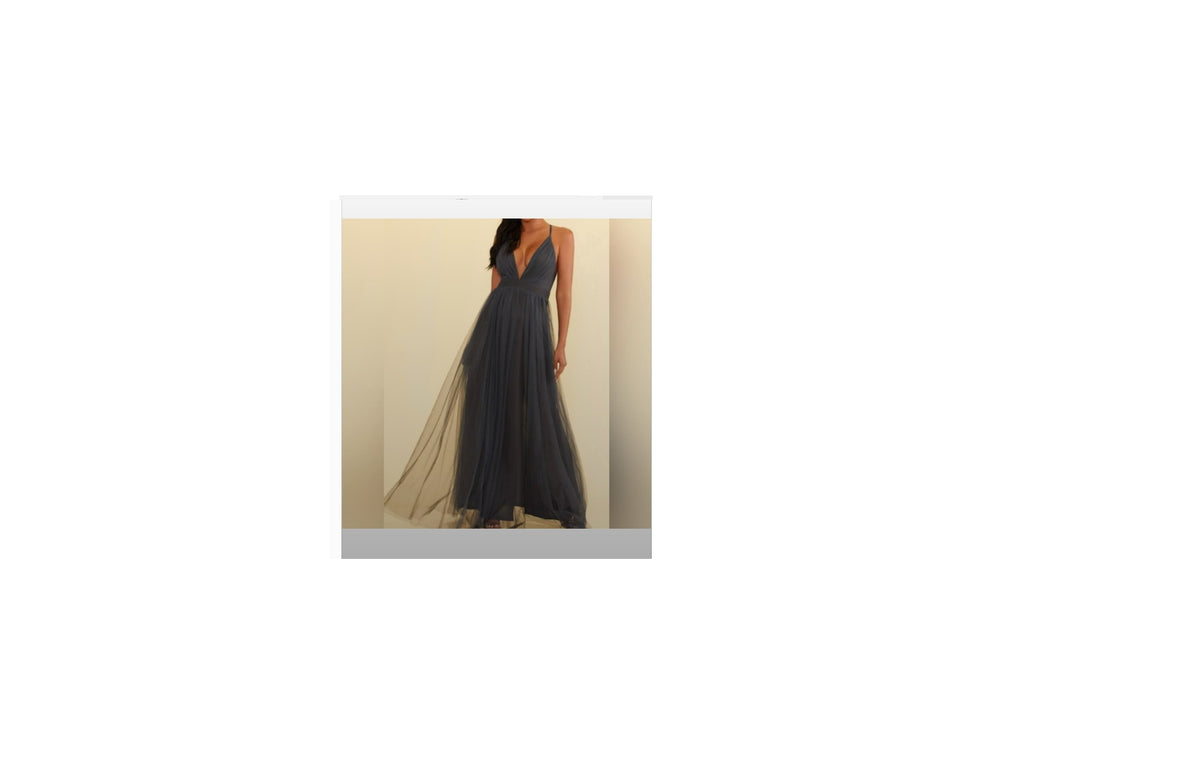 Luxxel Selena Tulle Maxi Dress in Charcoal Gray