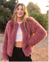 Pink Faux Fur Jacket - Pretty Garden
