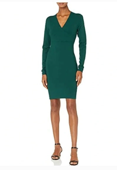Lark & Ro Green Wrap Sweater Dress