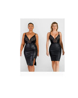 NWT Popilush Black Pleather Shaping Midi Skirt