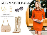 KIRUNDO Long Sleeve Turtleneck Sweater Dress in Rust/Orange