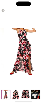 Candie's Black/Red Floral Maxi Dress Sz M