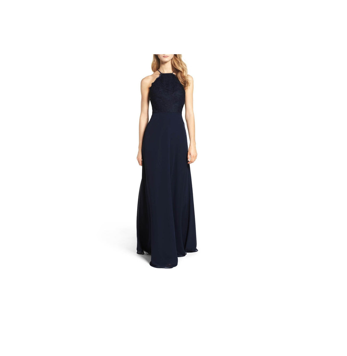Hayley Paige floor-length chiffon gown style #5715 in black size 10